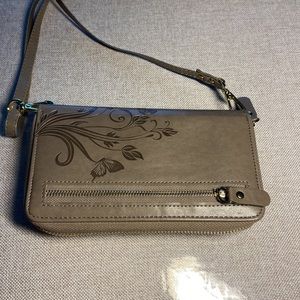 Lacass Crossbody Chain Dual Zipper Detachable Magnetic Leather Wallet